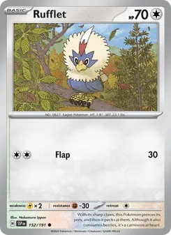Rufflet card from Surging Sparks, number 152/191