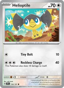 Helioptile card from Surging Sparks, number 154/191