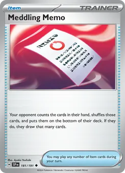 Meddling Memo card from Surging Sparks, number 181/191