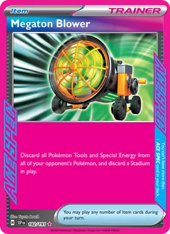 Megaton Blower card from Surging Sparks, number 182/191