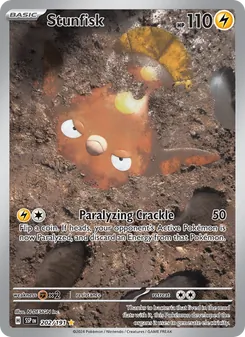 Stunfisk card from Surging Sparks, number 202/191