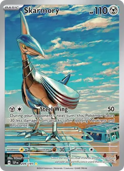 Skarmory card from Surging Sparks, number 209/191