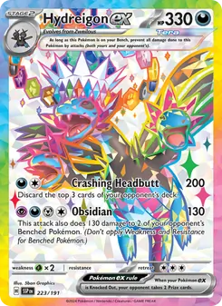 Hydreigon ex card from Surging Sparks, number 223/191