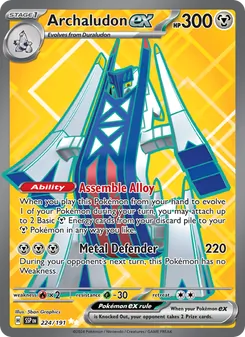 Archaludon ex card from Surging Sparks, number 224/191