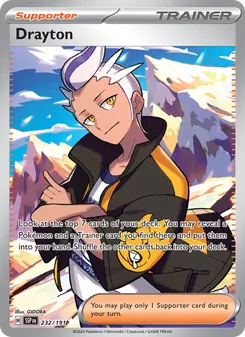 Drayton card from Surging Sparks, number 232/191