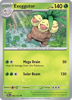 Exeggutor card from Prismatic Evolutions, number 002/131