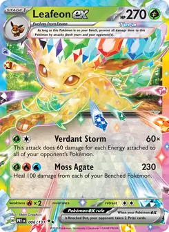 Leafeon ex card from Prismatic Evolutions, number 006/131