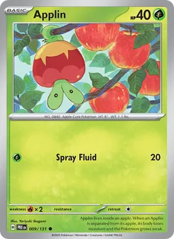 Applin card from Prismatic Evolutions, number 009/131