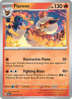 Flareon card from Prismatic Evolutions, number 013/131