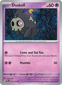 Duskull card from Prismatic Evolutions, number 035/131