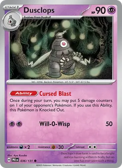 Dusclops card from Prismatic Evolutions, number 036/131
