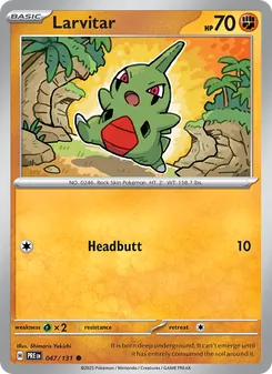 Larvitar card from Prismatic Evolutions, number 047/131