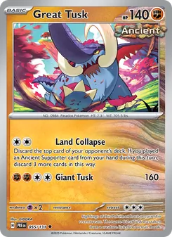 Great Tusk card from Prismatic Evolutions, number 055/131