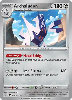 Archaludon card from Prismatic Evolutions, number 070/131
