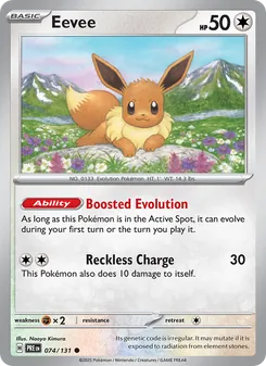 Eevee card from Prismatic Evolutions, number 074/131