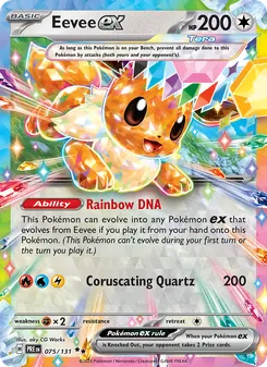 Eevee ex card from Prismatic Evolutions, number 075/131