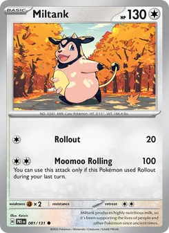 Miltank card from Prismatic Evolutions, number 081/131