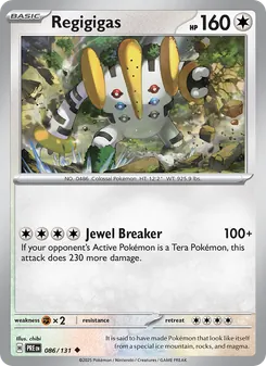 Regigigas card from Prismatic Evolutions, number 086/131