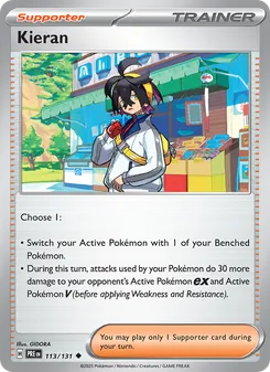 Kieran card from Prismatic Evolutions, number 113/131