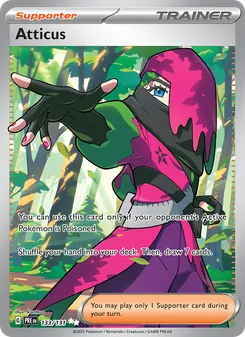 Atticus card from Prismatic Evolutions, number 133/131
