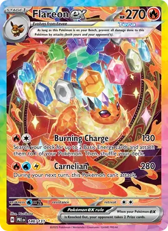 Flareon ex card from Prismatic Evolutions, number 146/131