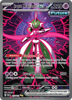 Iron Valiant ex card from Prismatic Evolutions, number 157/131