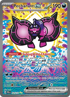 Pecharunt ex card from Prismatic Evolutions, number 163/131