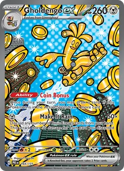 Gholdengo ex card from Prismatic Evolutions, number 164/131