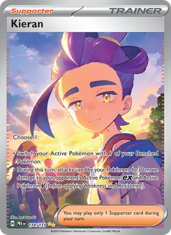 Kieran card from Prismatic Evolutions, number 174/131