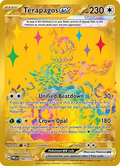Terapagos ex card from Prismatic Evolutions, number 180/131