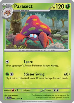 Parasect card from Journey Together, number 005/159