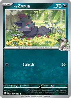 N's Zorua card from Journey Together, number 097/159