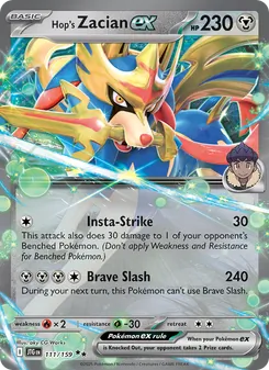 Hop's Zacian ex card from Journey Together, number 111/159