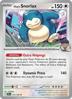 Hop's Snorlax card from Journey Together, number 117/159