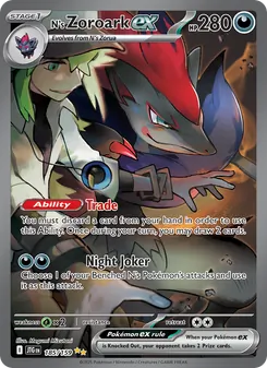 N's Zoroark ex card from Journey Together, number 185/159