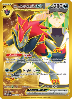 N's Zoroark ex card from Journey Together, number 189/159
