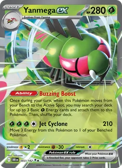 Yanmega ex card from Destined Rivals, number 003/182