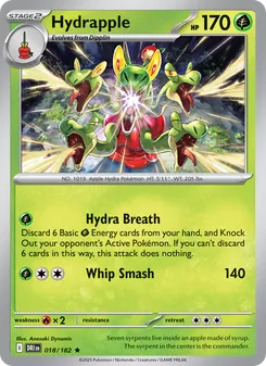 Hydrapple card from Destined Rivals, number 018/182