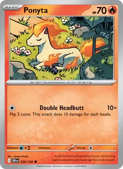 Ponyta card from Destined Rivals, number 029/182