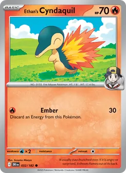 Ethan's Cyndaquil card from Destined Rivals, number 032/182