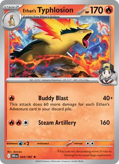 Ethan's Typhlosion card from Destined Rivals, number 034/182