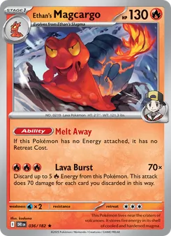 Ethan's Magcargo card from Destined Rivals, number 036/182