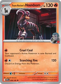 Team Rocket's Houndoom card from Destined Rivals, number 038/182