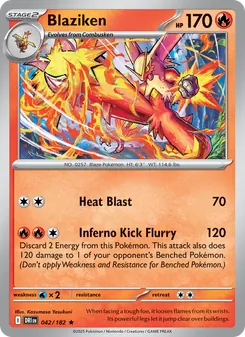 Blaziken card from Destined Rivals, number 042/182