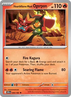 Hearthflame Mask Ogerpon card from Destined Rivals, number 044/182