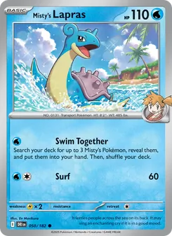 Misty's Lapras card from Destined Rivals, number 050/182