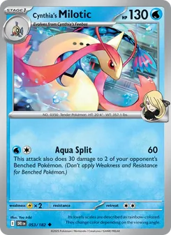 Cynthia's Milotic card from Destined Rivals, number 053/182