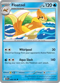 Floatzel card from Destined Rivals, number 058/182