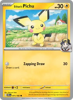 Ethan's Pichu card from Destined Rivals, number 071/182