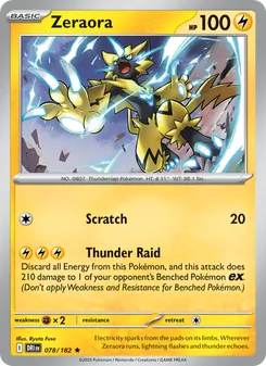 Zeraora card from Destined Rivals, number 078/182